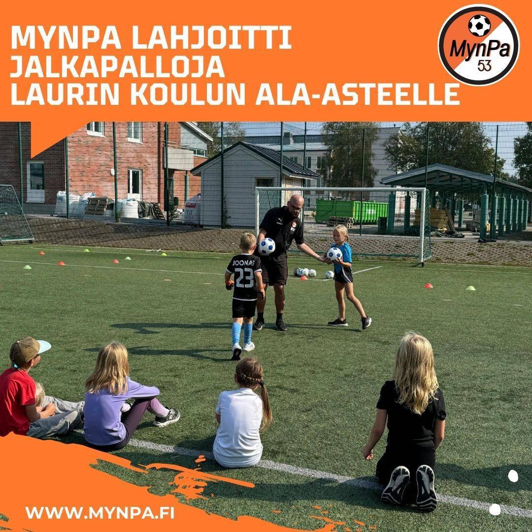 Mynpa lahjoitti palloja Laurin koulun ala-asteelle!