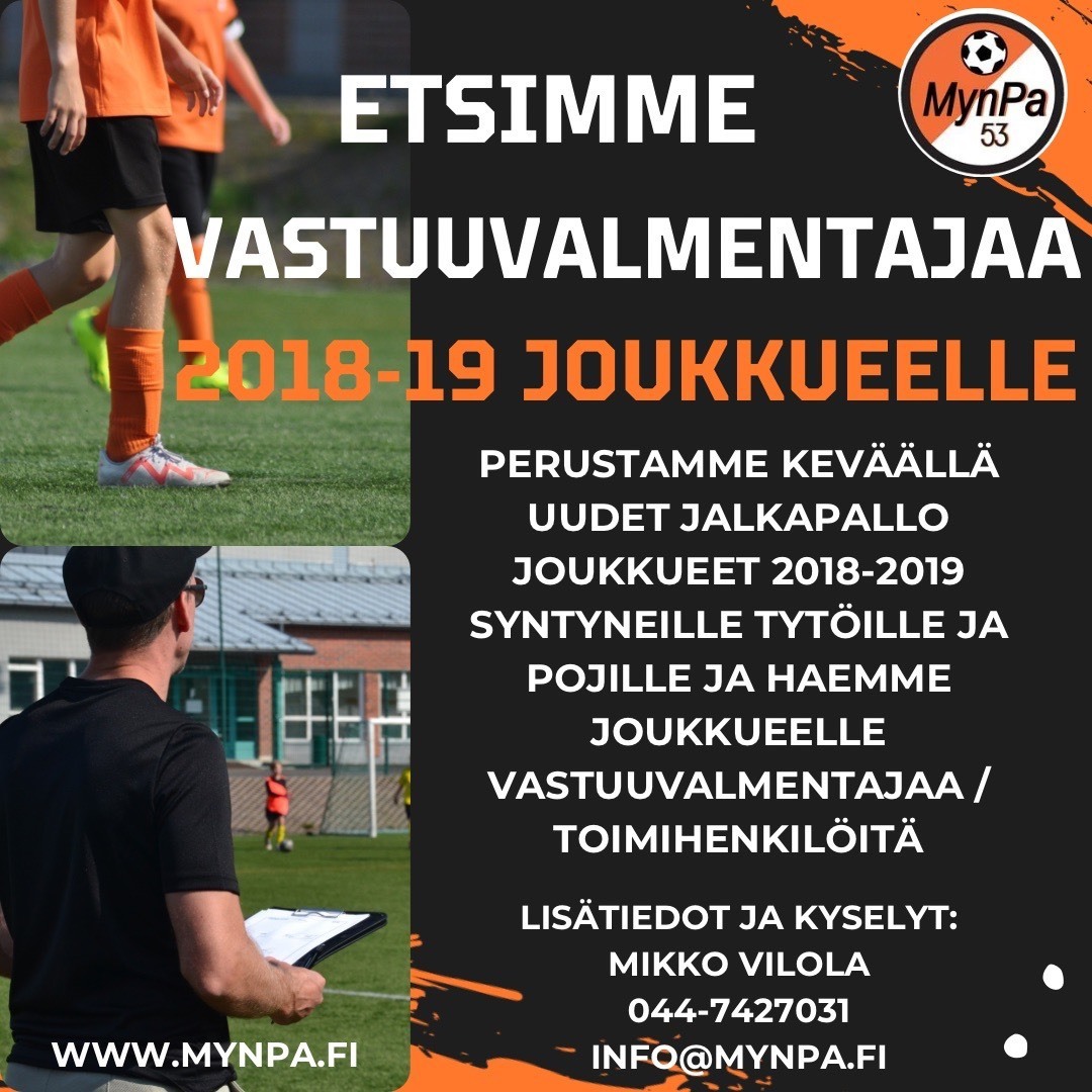 Haemme valmentajaa ja toimihenkilöitä perustettavalle 2018-2019 joukkueelle!