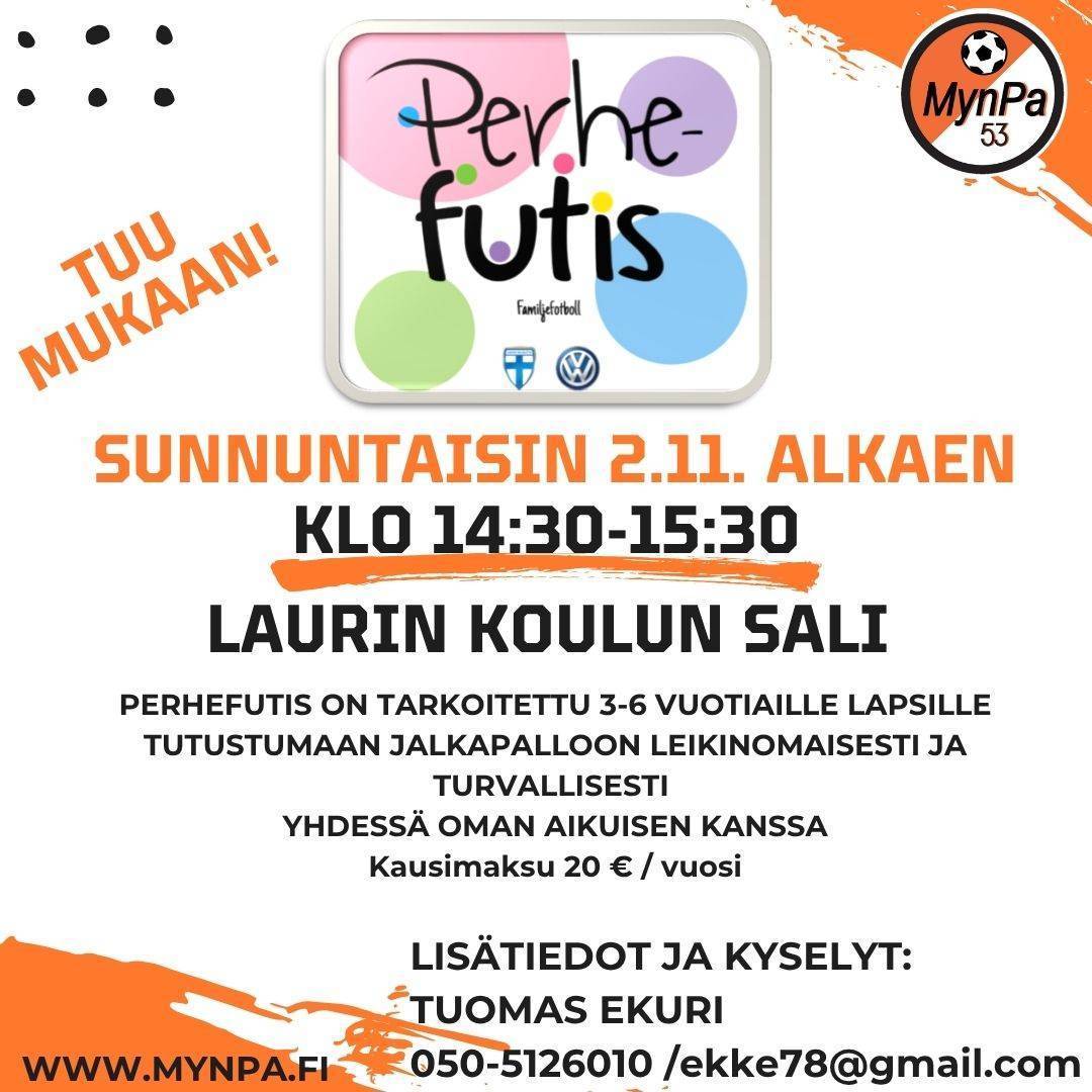 Perhefutis jatkuu Laurin Koulun Salissa 2.11.2025 alkaen