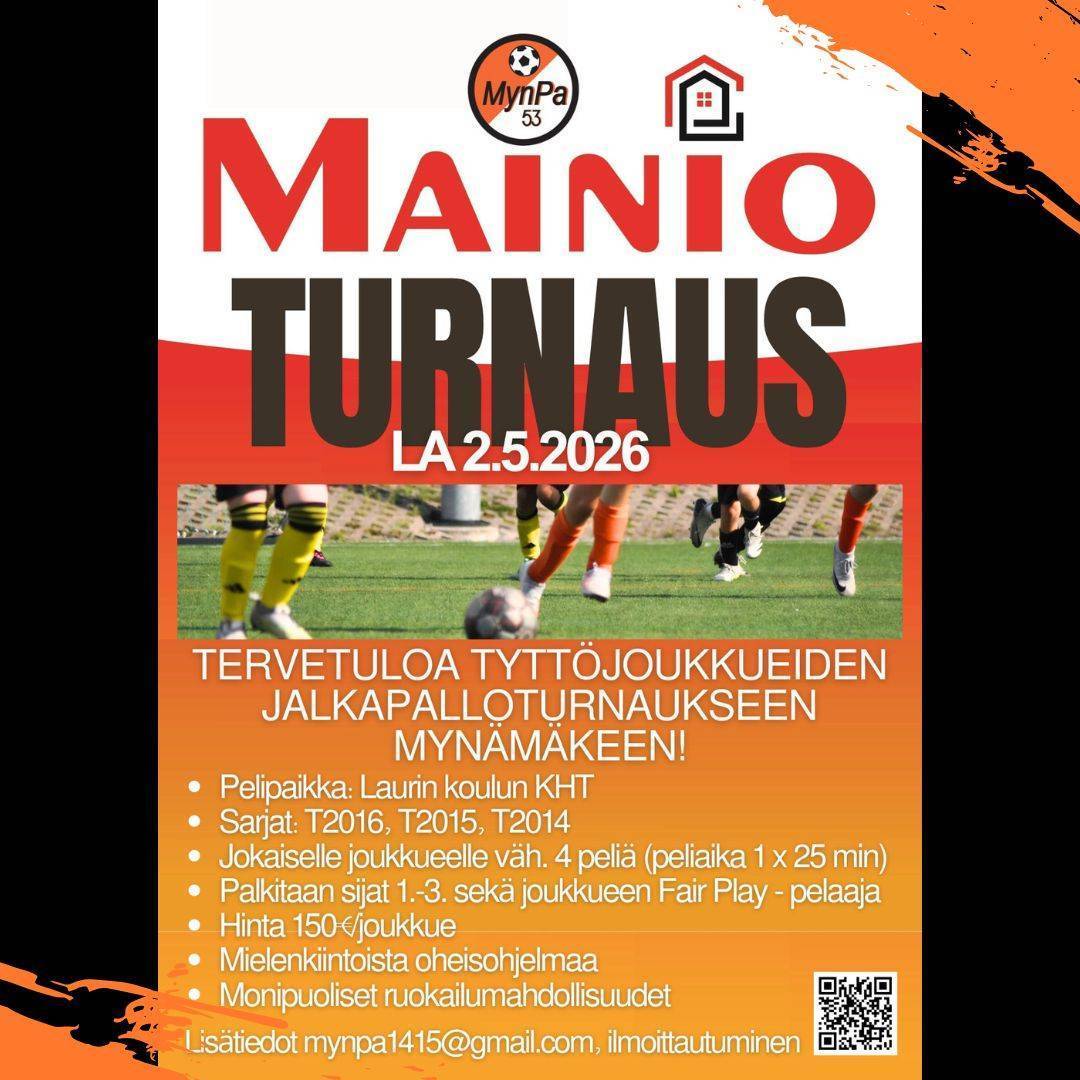 Mainio-Turnaus 2.5.2026 T2014-T2016 tytöille!