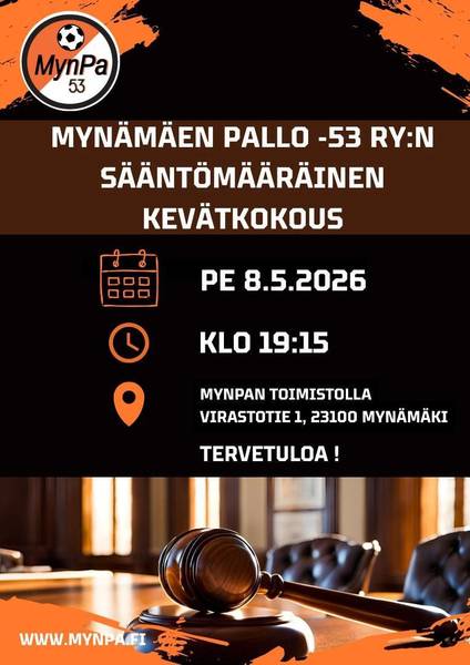 Seuran kevätkokous 8.5.2026 klo 19:15