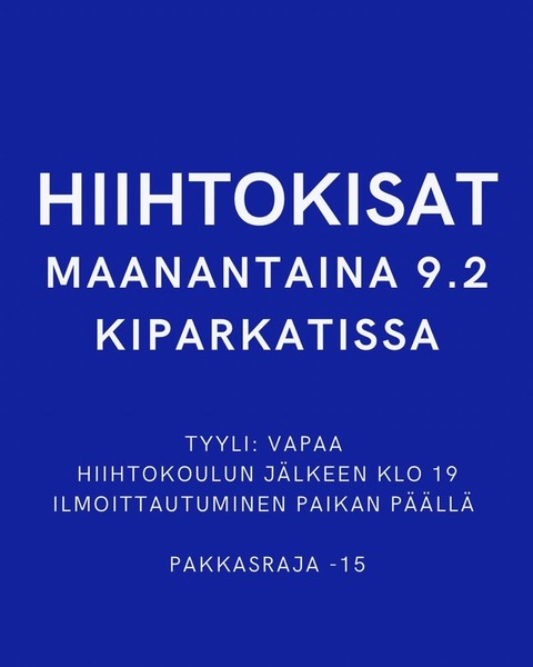 Hiihtokisat maanantaina 9.2. klo 19.