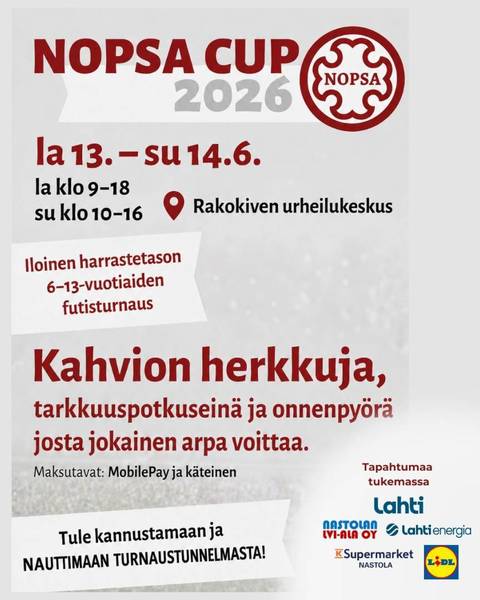 Nopsa Cup 2026 - Tule mukaan nauttimaan tunnelmasta