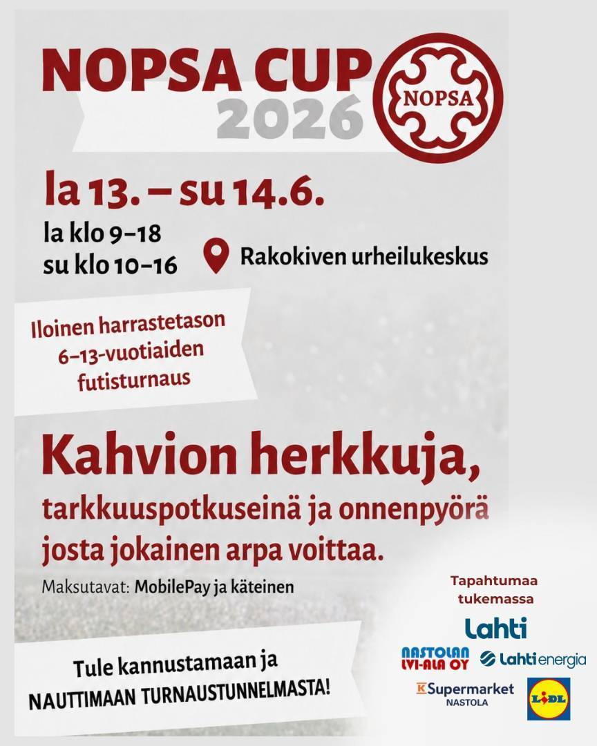 Nopsa Cup 2026 - Tule mukaan nauttimaan tunnelmasta