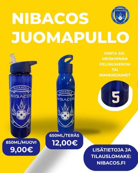 Nibacos juomapullo tilattavissa omalla pelinumerolla!