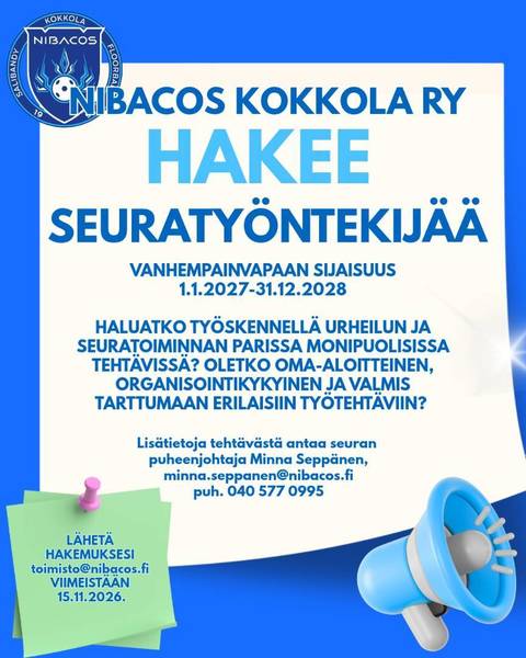 Etsitään seuratyöntekijää!