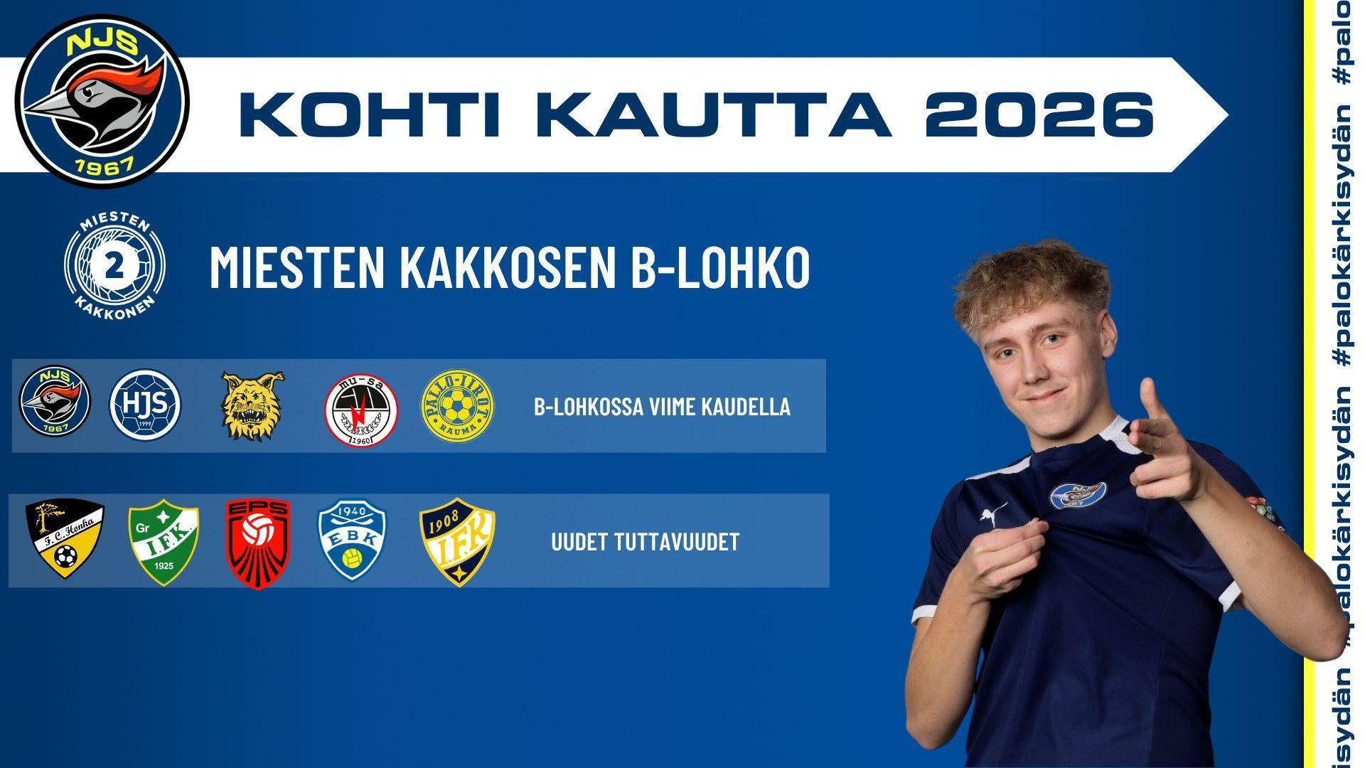 Lohkojako julkaistu – NJS pelaa Miesten Kakkosessa kaudella 2026