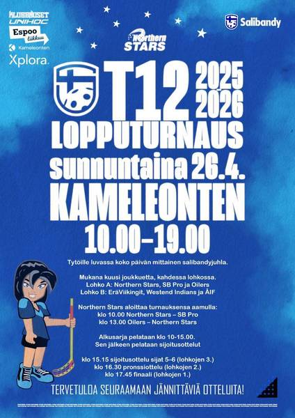 T12-lopputurnaus Kameleontenilla sunnuntaina 26.4.