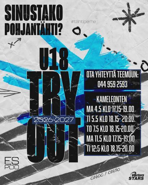 U18 Trytoutit alkavat