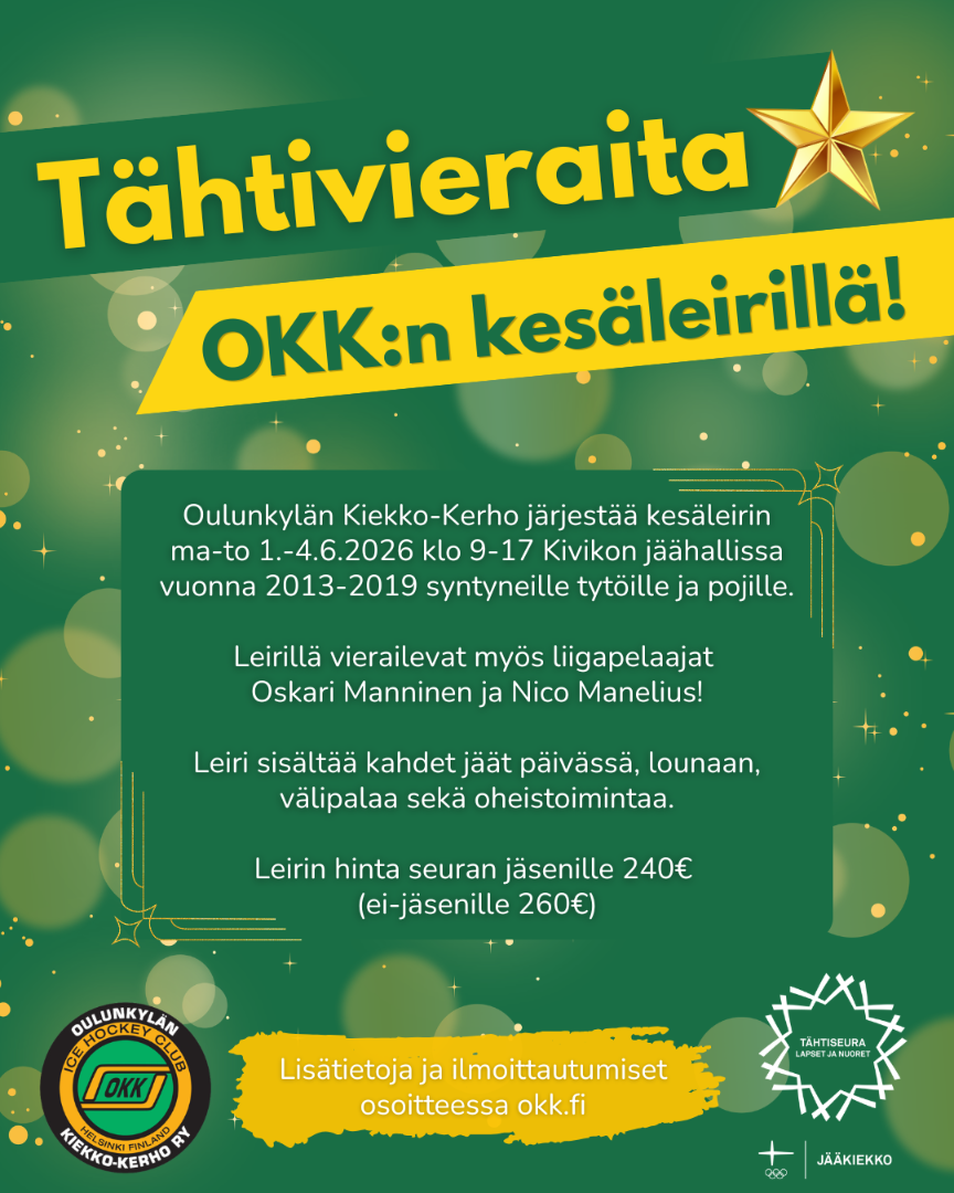 OKK:n kesäleirille tulossa tähtivieraita!