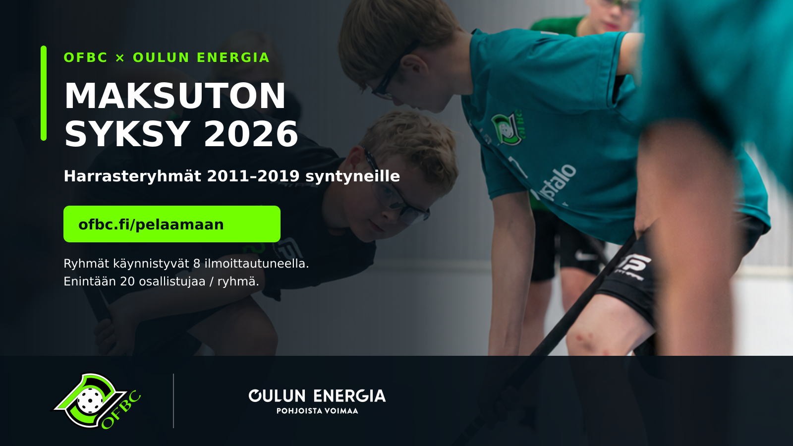 Oulun Energia OFBC:n uudeksi kumppaniksi – harrasteryhmät maksutta syksyllä 2026