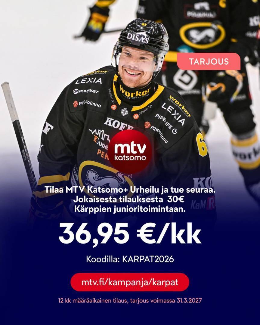 MTV3 Katsomo tilauksesta 30 euroa junioritoimintaan!