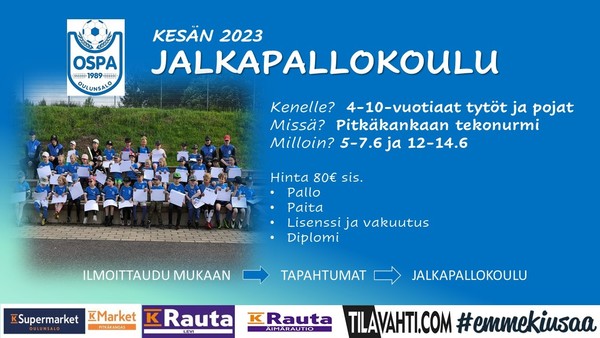 Jalkapallo koulu 2023 ILMOITTAUTUMINEN KÄYNNISSÄ!