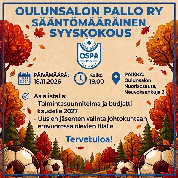 Oulunsalon Pallo ry syyskokous