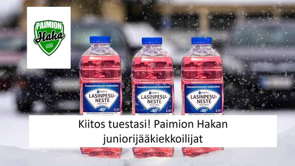 ​Osta lasinpesunestettä Paimion Hakan jääkiekkojunioreilta!