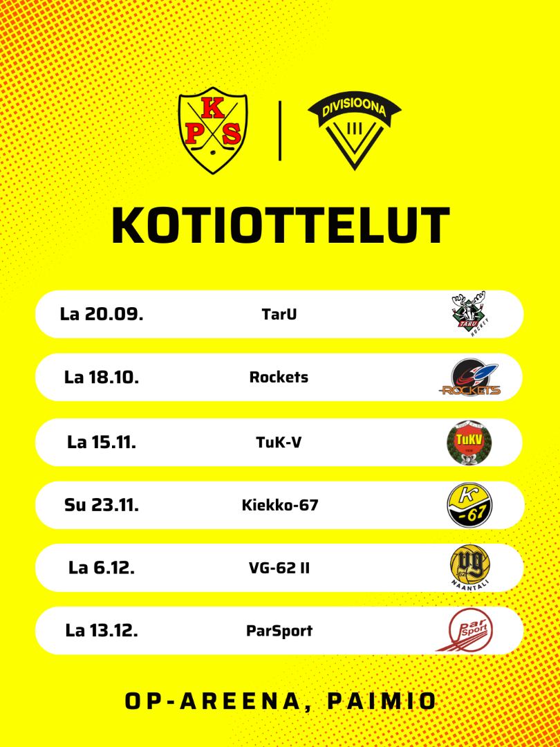 Kotiottelut syyskaudella!