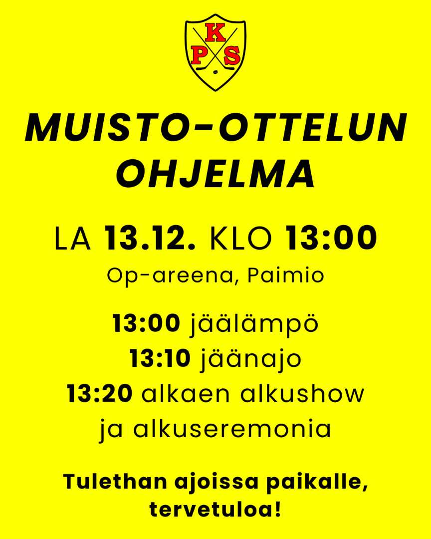 Muisto-ottelun ohjelma!