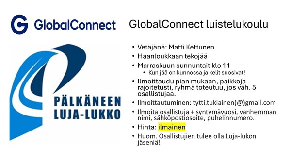 Global Connect luistelukouluun ilmoittautuminen