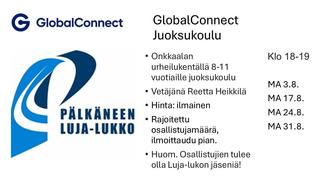 Ilmoittautuminen Global Connect juoksukouluun alkaa