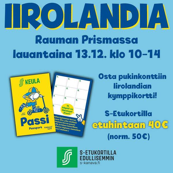 Iirolandia jalkautuu Prismaan lauantaina