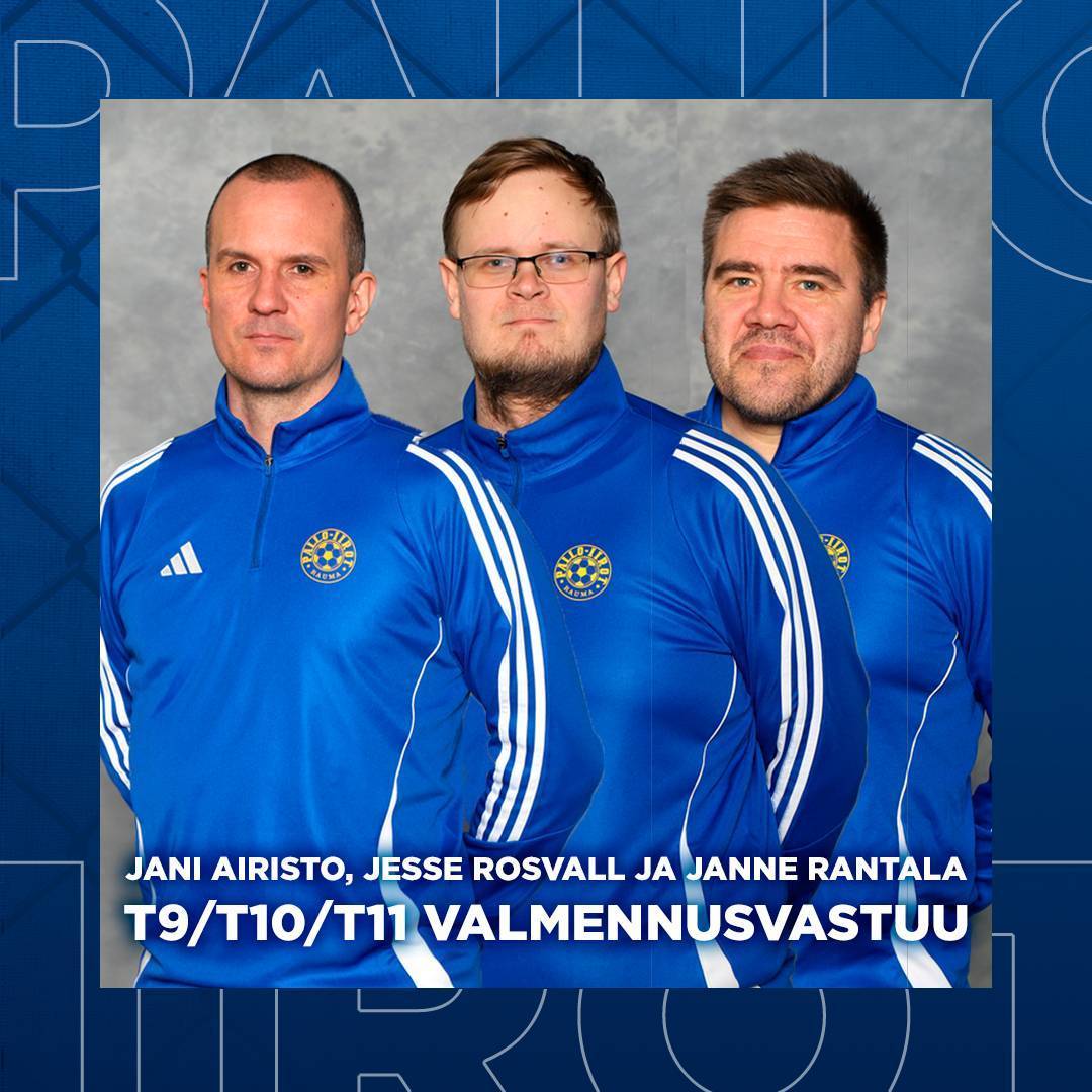 Jani Airisto, Jesse Rosvall ja Janne Rantala jakavat T9/T10/T11 valmennusvastuun kaudella 2026