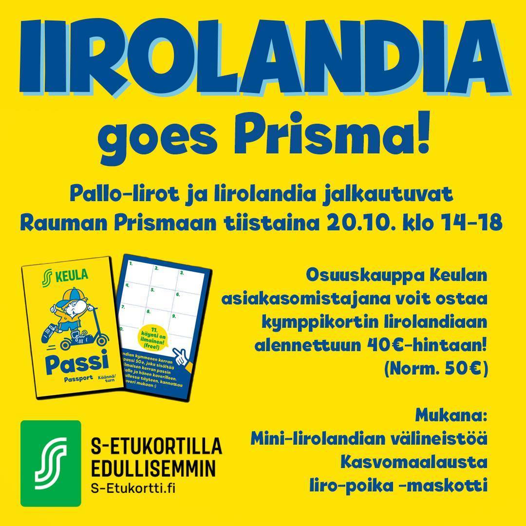 Iirolandia jalkautuu Rauman Prismaan