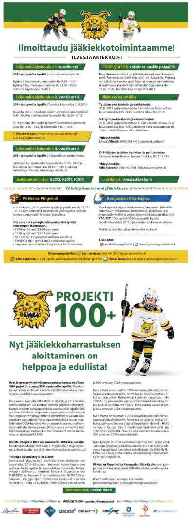 Leijonakiekkokoulu 2014 syntyneille Pojille ja Tytöille, Projekti 100