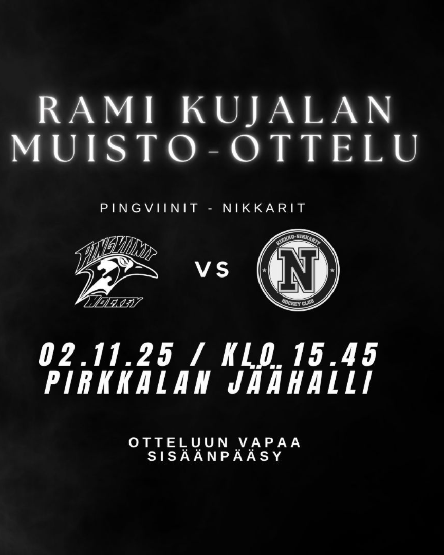 Pingviinit kunnioittaa Rami Kujalan muistoa – muistopeli 2.11. Pirkkalan jäähallissa