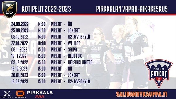 Naisten joukkueen kotiottelut kaudella 2022-23