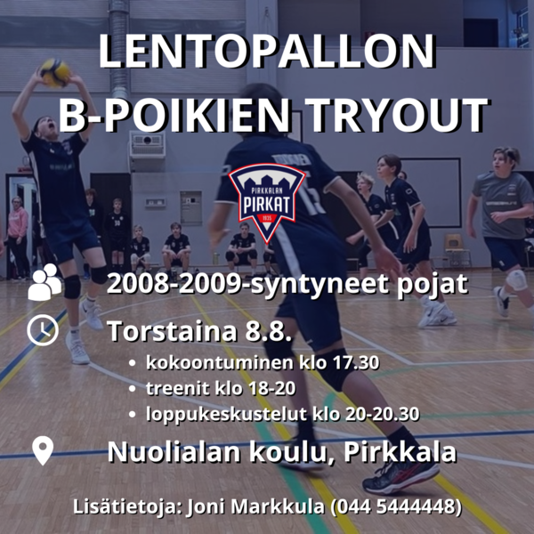 Lentopallon B-poikien Tryout 8.8.
