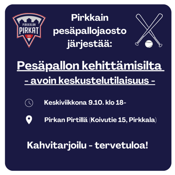 Pesäpallon kehittämisilta ke 9.10. klo 18