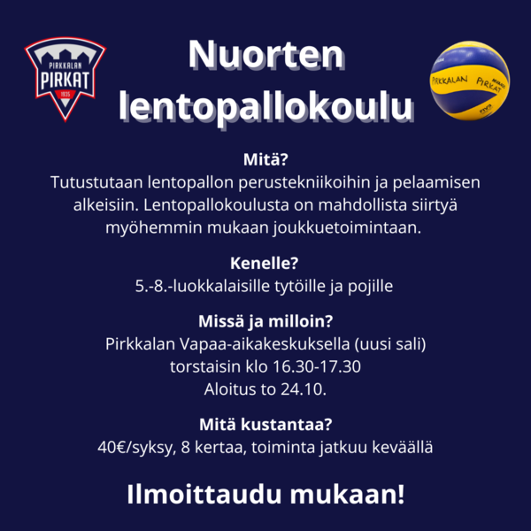 Nuorten lentopallokoulu käynnistyy!