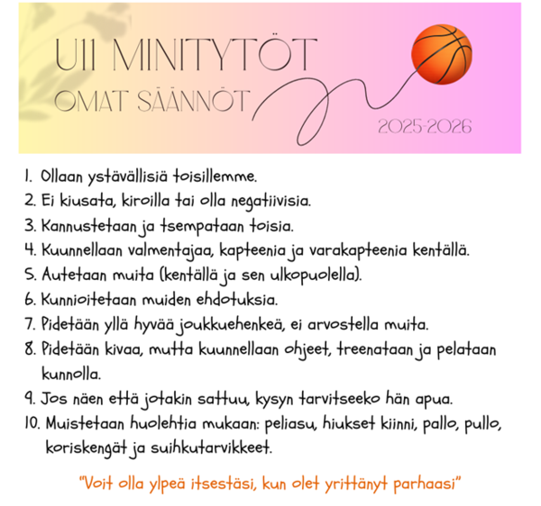 Koristyttöjen U11 omat pelisäännöt