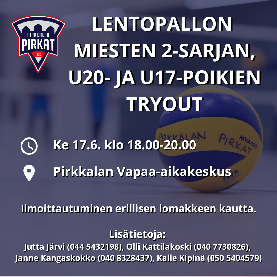 Tryout-treenit miesten 2-sarjaan ja U20- ja U17-poikiin