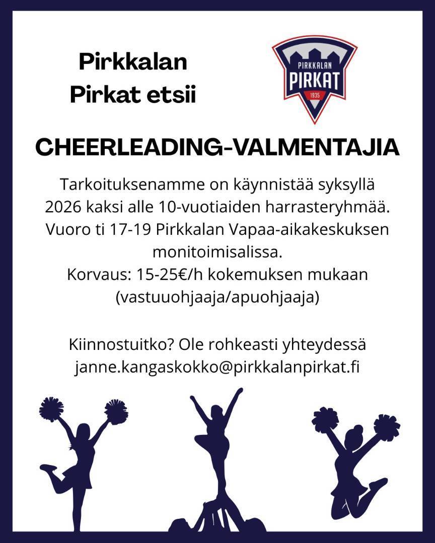 Cheerleading ryhmien valmentajahaku on auki