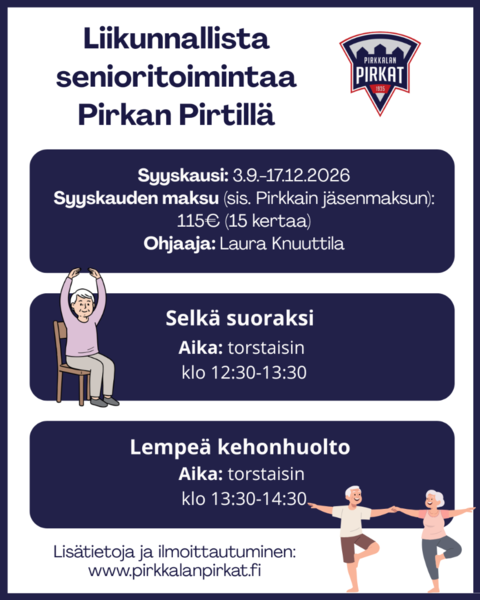 Pirkat aloittaa senioritoiminnan tulevana syksynä