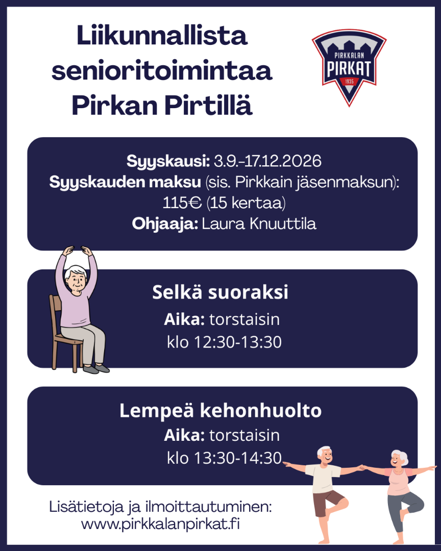 Pirkat aloittaa senioritoiminnan tulevana syksynä