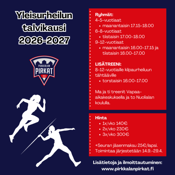 Talviyleisurheilun ilmoittautuminen on auki!