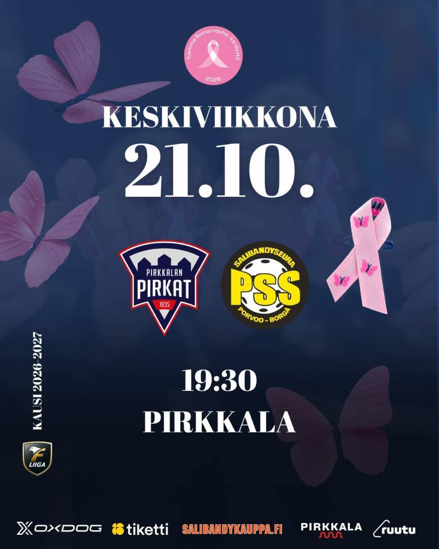 Pirkat pelaa hyvän puolesta - F-liigan Roosa nauha -ottelu vapaa-aikakeskuksella