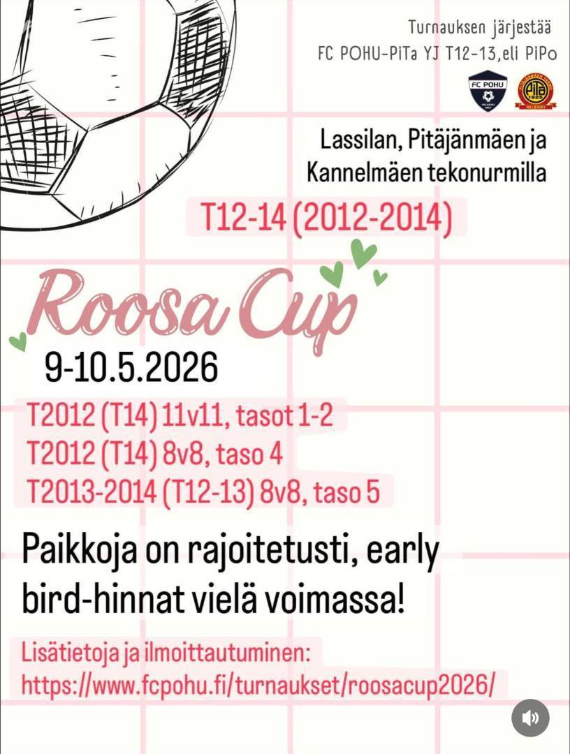 T12-14 Roosa Cup 9.-10.5.2026 FC POHU-PiTa YJ (2012-2013) 
