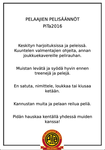 Meidän joukkueen pelisäännöt