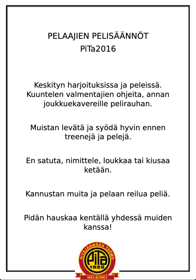 Meidän joukkueen pelisäännöt