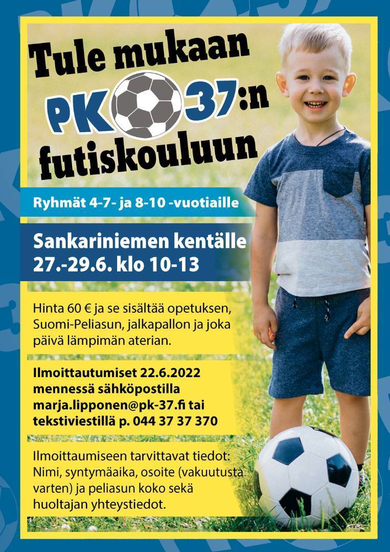 PK-37:n futiskoulu Sankariniemen kentällä 27.-29.6. klo 10-13. Ilmoittaudu mukaan!