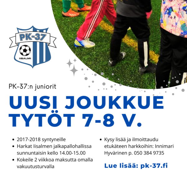 Uusi 7-8-vuotiaiden tyttöjen jalkapallojoukkue aloittaa, tule mukaan!