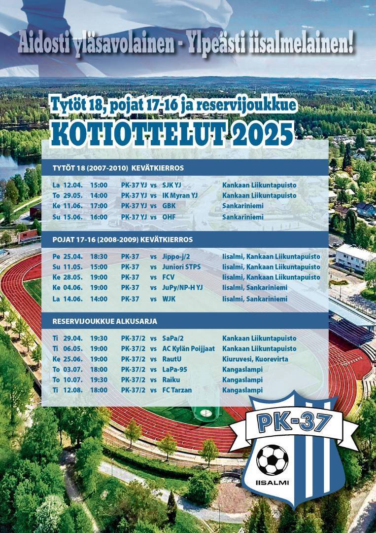 B-tyttöjen, B-poikien ja reservijoukkueen kotiottelut 2025