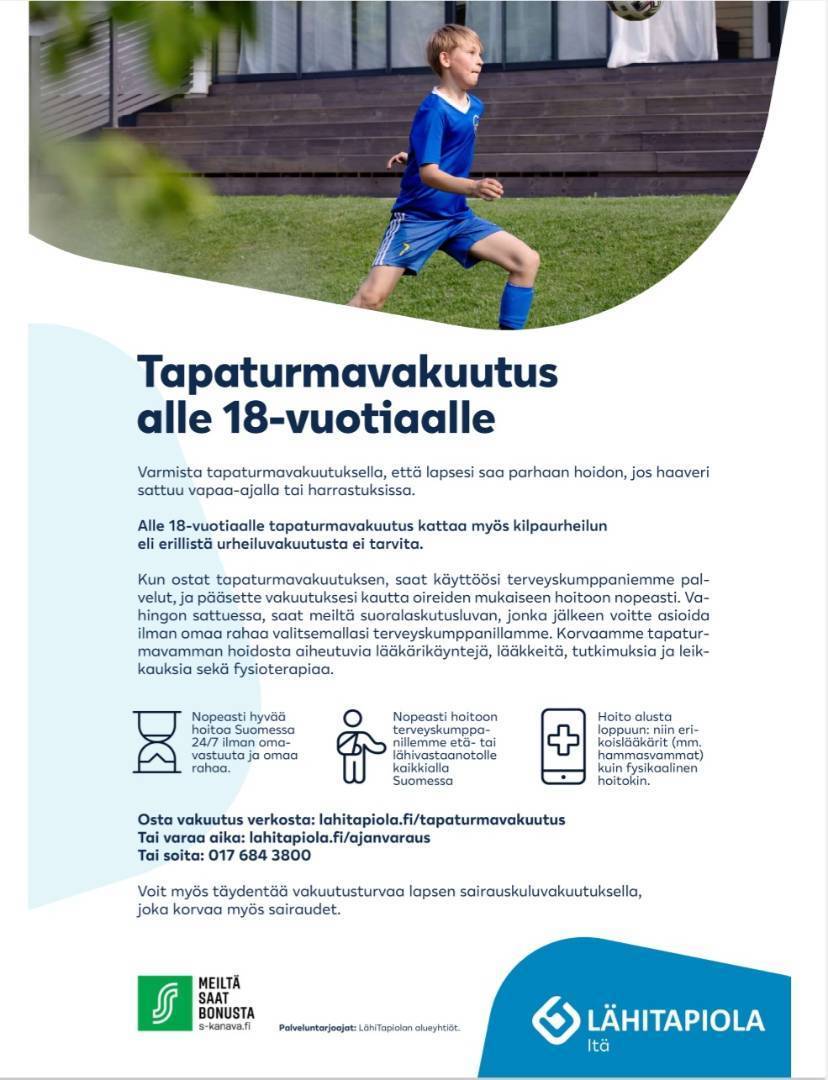 Tapaturmavakuutus alle 18-vuotiaalle Lähitapiola Idästä