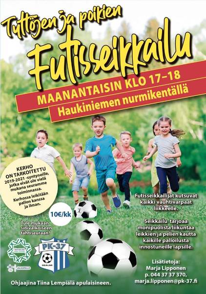 Futisseikkailu pojille maanantaisin klo 17-18 Haukiniemellä - Leikitään ja liikutaan yhdessä!
