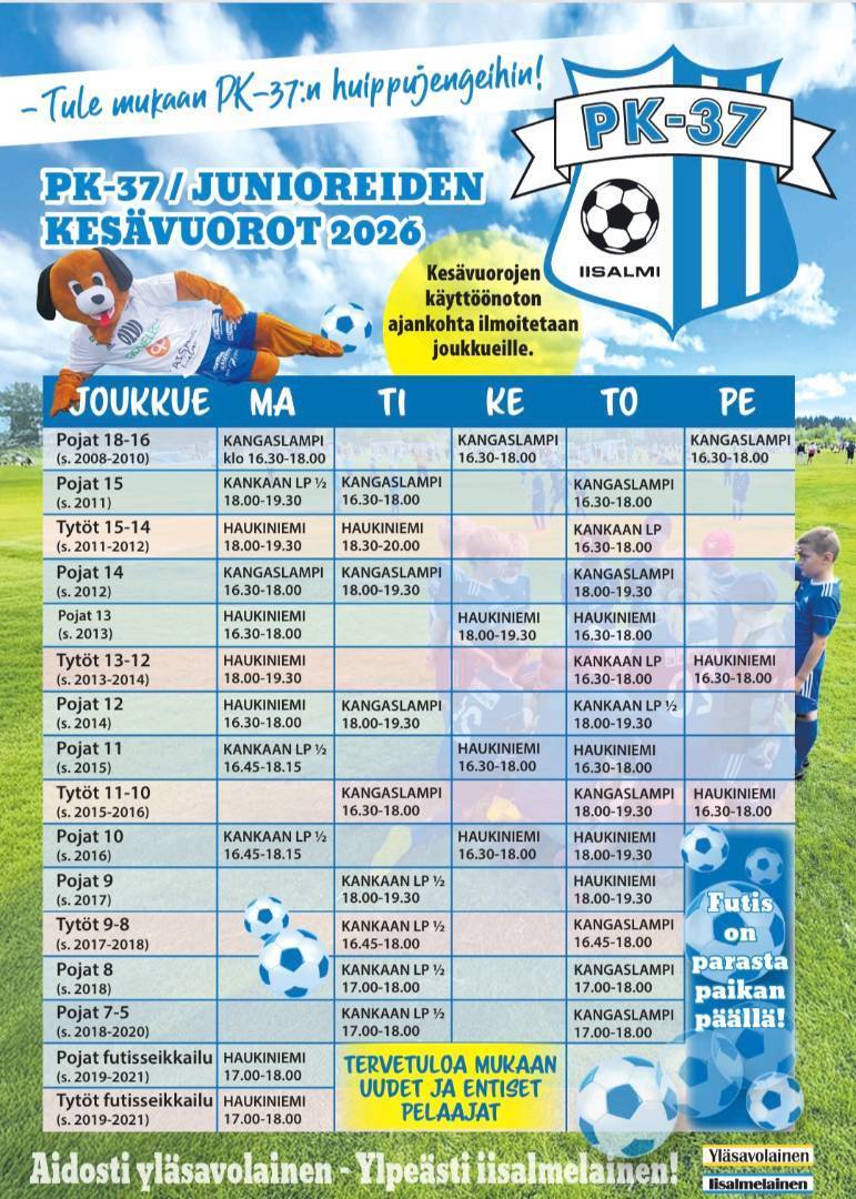 Juniorijoukkueiden harjoittelu jatkuu kesävuoroilla 1.6. alkaen - Tule sinäkin mukaan!