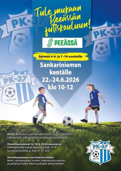 Tule mukaan PeeÄssä Futiskouluun 22.-24.6. Sankariniemen stadionille!