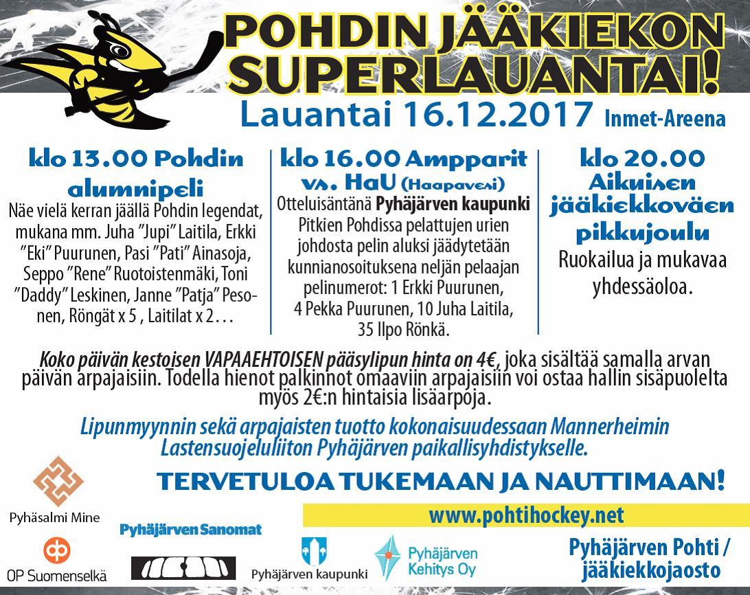 Pohdin jääkiekon Superlauantai 16.12.2017